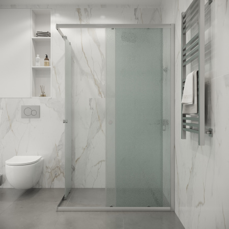 Душевой уголок Niagara Eco NG-1018-14QMT (100х80х190) прямоугольник,раздвижное,хром,стекло матовое,1 место, без поддона в комплекте