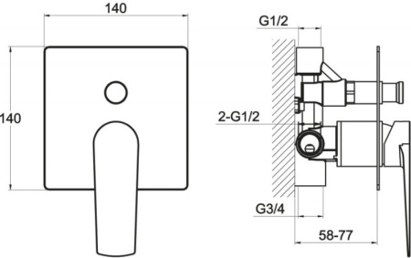 Смеситель для ванны BelBagno Carin CAR-BASM-CRM с внутренней частью Смеситель для ванны BelBagno Carin CAR-BASM-CRM с внутренней частью