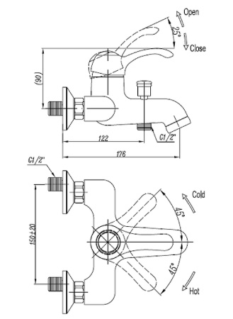 Смеситель для ванны Cezares Lira LIRA-M-VDM1-02 Бронза