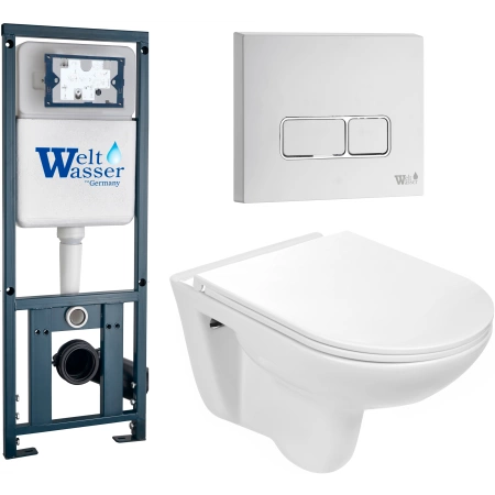 Комплект Weltwasser 10000010332 подвесной унитаз Baarbach 004 GL-WT + инсталляция Marberg 410 + кнопка MAR 410 SE GL-WT
