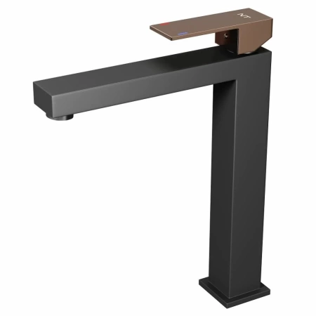 Смеситель для раковины NT Bagno NT9001HBG для раковины черный матовый/розовое золото