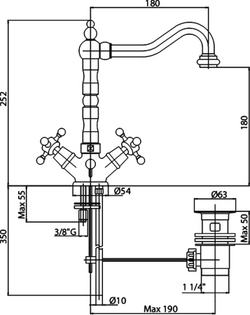 Смеситель Cezares Golf GOLF-LS2-02 с донным клапаном