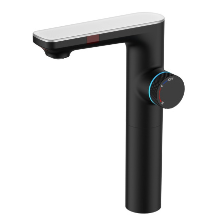 Смеситель для раковины Berges MORANS сенсорный высокий, черный матовый(076004)