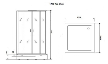 Душевая кабина Niagara Premium NG-6902-01Q BLACK 100x100 Душевая кабина Niagara Premium NG-6902-01Q BLACK 100x100