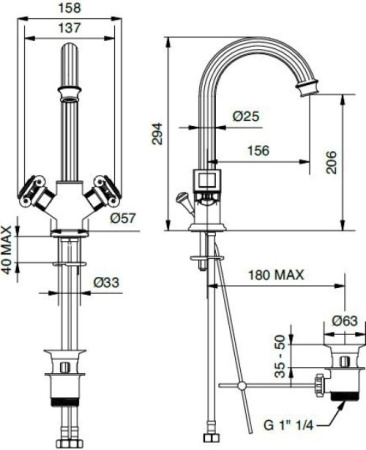 Смеситель Cezares Olimp OLIMP-LS2-03/24-Sw с донным клапаном