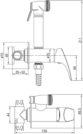 Смеситель Aquanet Atletic AF310-52C (с внутренней частью)
