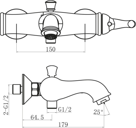 Смеситель для ванны BelBagno Tiffani TIF-VASM-CRM