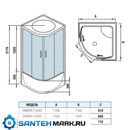 Душевая кабина WeltWasser Emmer 13555-2 135х135 Душевая кабина WeltWasser Emmer 13555-2 135х135