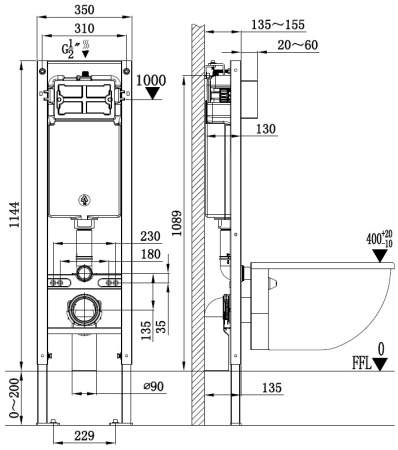 Инсталляция WELTWASSER WW AMBERG 350 CR 10000012279 кнопка хром
