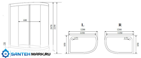 Душевая кабина Timo Lux T-7702 L 120x85 Душевая кабина Timo Lux T-7702 L 120x85