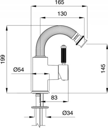 Смеситель для биде Cezares Olimp OLIMP-BSM2-02-L с донным клапаном