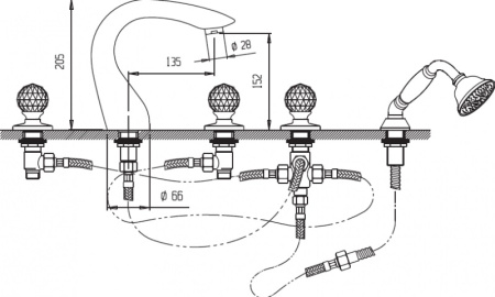 Смеситель для ванны Cezares Atlantis ATLANTIS-BVD-02-Sw с донным клапаном