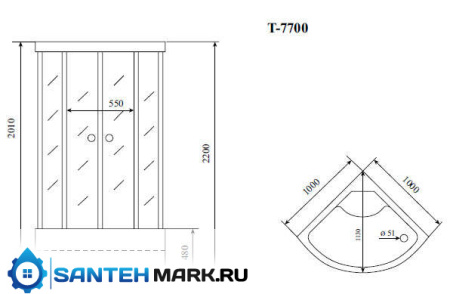 Душевая кабина Timo Lux T-7700 100x100