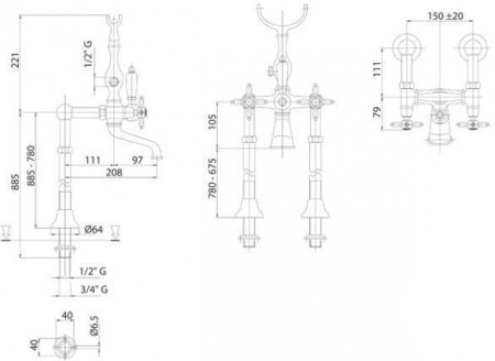 Смеситель Cezares Nostalgia NOSTALGIA-VDP-01-Bi