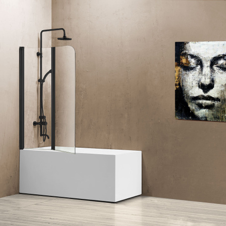 Шторка на ванну Vincea VSB-12114CLB, 1140*1400, черный, стекло прозрачное