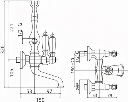Смеситель для ванны Cezares First FIRST-PBV-01-Bi