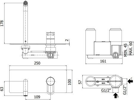 Смеситель Paffoni Joker JK105NO (с внутренней частью)