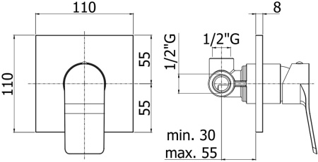 Смеситель Paffoni Tilt TI010CR (с внутренней частью)