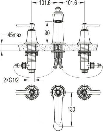 Смеситель для раковины Cezares Liberty LIBERTY-F-BLS-01-W0