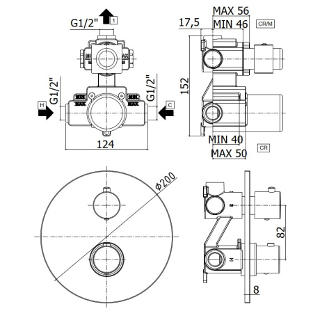 Смеситель Paffoni Light LIQ013NO (с внутренней частью)