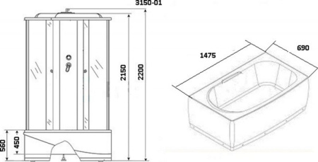 Душевая кабина Niagara Ultra NG-3150-01 150x70