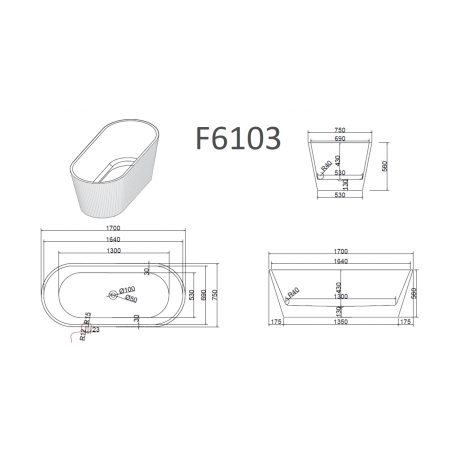 Ванна Frank F6103 White/Black Ванна Frank F6103 White/Black