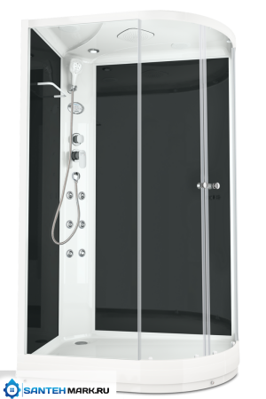 Душевая кабина Domani-Spa Delight 128 L с гидромассажем черные стенки прозрачные стекла