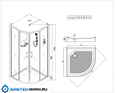 Душевая кабина Esbano ES 90CR
