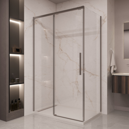 Душевой уголок Vincea Stella VSR-1ST9012CLGM, 1200*900, вороненая сталь, стекло прозрачное