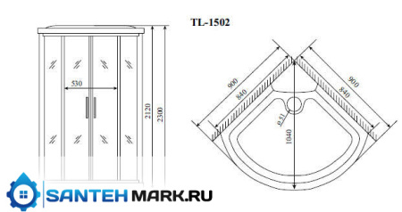Душевая кабина Timo Lux TL-1502 90x90