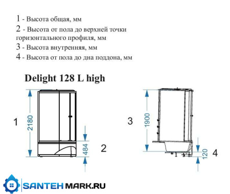 Душевая кабина Domani-Spa Delight 128 high L с гидромассажем черные стенки матовые стекла Душевая кабина Domani-Spa Delight 128 high L с гидромассажем черные стенки матовые стекла