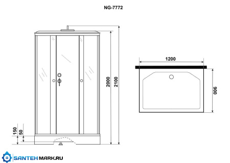 Душевая кабина Niagara Luxe 120x90 NG-7772QW 120x90