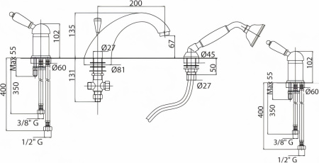 Смеситель Cezares Elite ELITE-BVDM-02-Nc