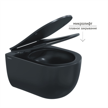 Комплект BERGES для монтажа подвесного унитаза: инсталляция Atom Line, кнопка soft touch черный/хром глянец, унитаз Ventas Black, микролифт, быстросъем