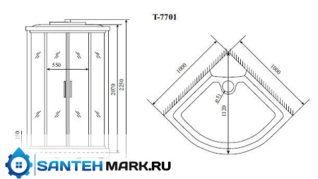 Душевая кабина Timo Lux T-7701 100x100
