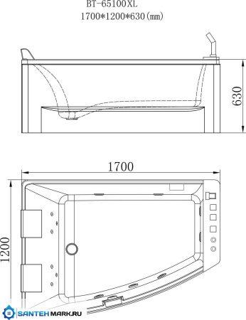 Ванна Orans OLS-BT-65100X L