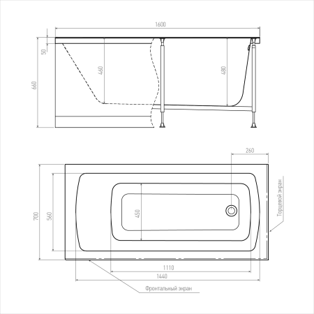 Акриловая ванна ERLIT Гарда 120