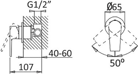 Смеситель для душа Cezares Nautic NAUTIC-DIM-01 с внутренней частью